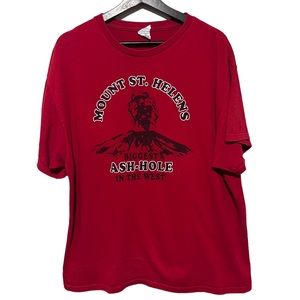 Vintage Seattle Washington Mount St. Helen Funny 2000’s Era Tee Red Mens X-Large